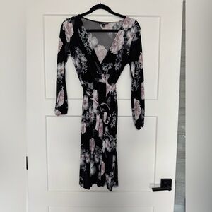 Floral faux wrap dress